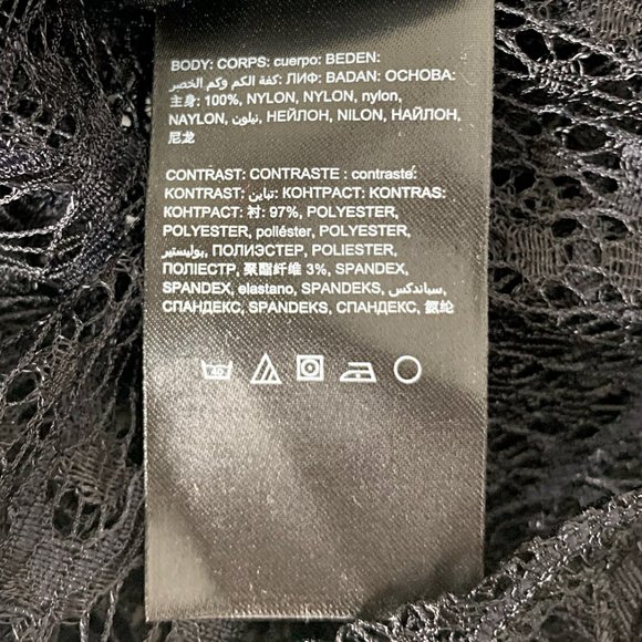 Bebe Doris 3/4 Sleeve Stretch Lace Shirt in Black - Picture 7 of 8